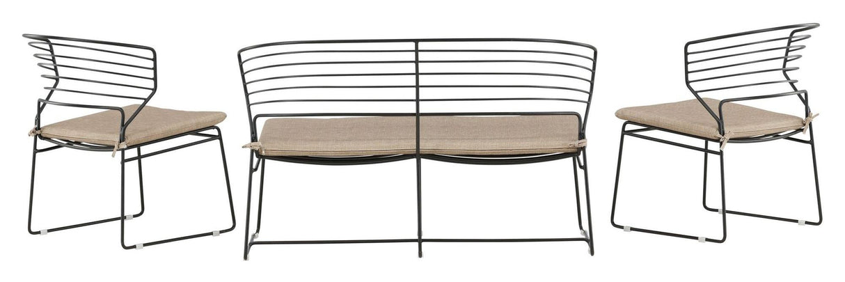 Milan Lounge Set Alu, svart/sand