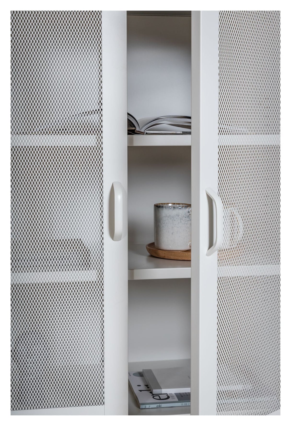 Misha Metal Bookcase, White Mesh