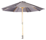 Naxos parasol, 3m, tre/grått stoff