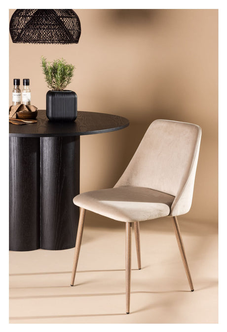 Night Dining Chair, Dark Walnut Look, Mocha, Brown Stoff