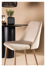 Night Dining Chair, Dark Walnut Look, Mocha, Brown Stoff