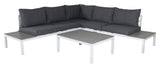 Odense Lounge Set, White Alu w. grå puter