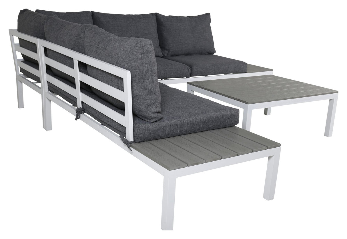 Odense Lounge Set, White Alu w. grå puter