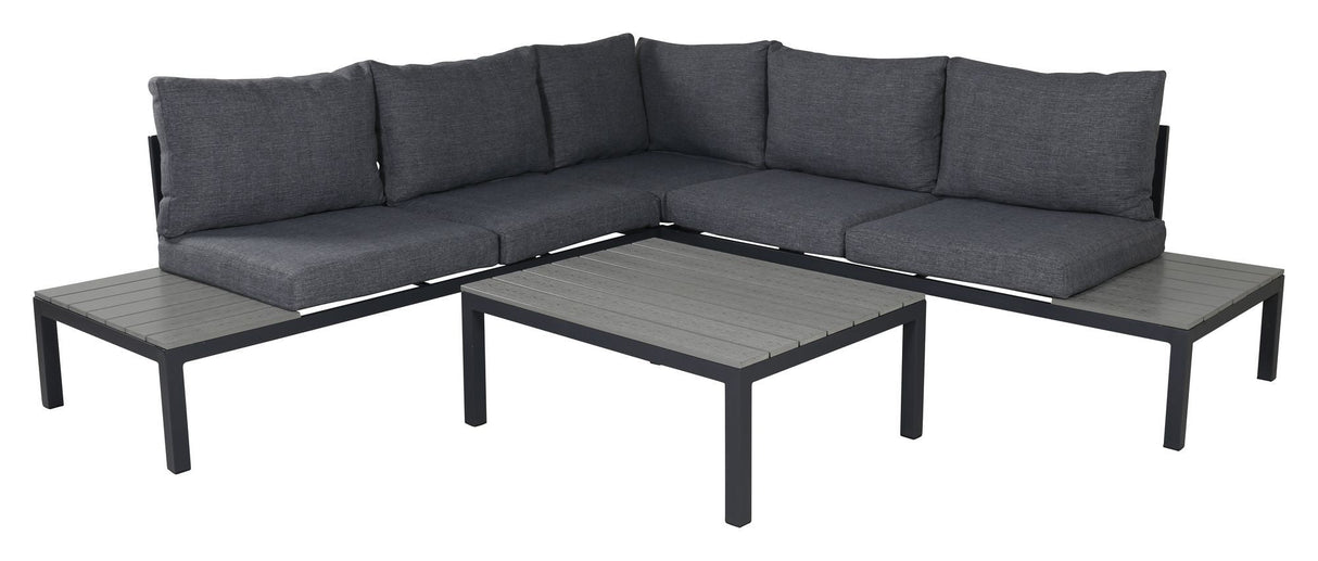 Odense Lounge Set, Black Alu w. grå puter