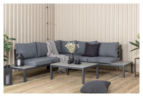 Odense Lounge Set, Black Alu w. grå puter