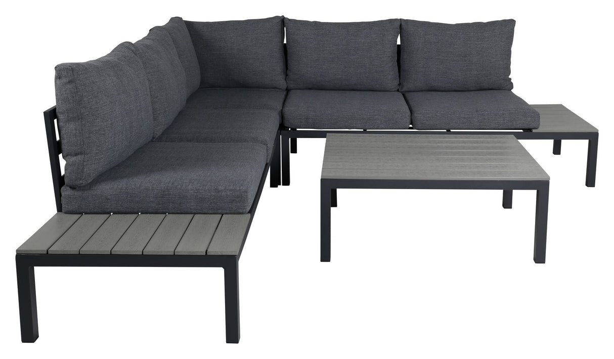 Odense Lounge Set, Black Alu w. grå puter