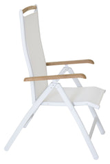 Panama Positioning Chair, White Alu/White Texiles/Teak