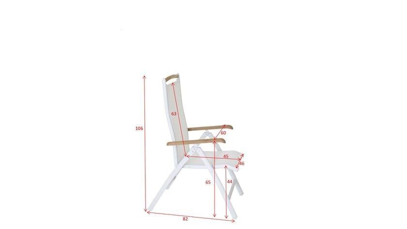 Panama Positioning Chair, White Alu/White Texiles/Teak