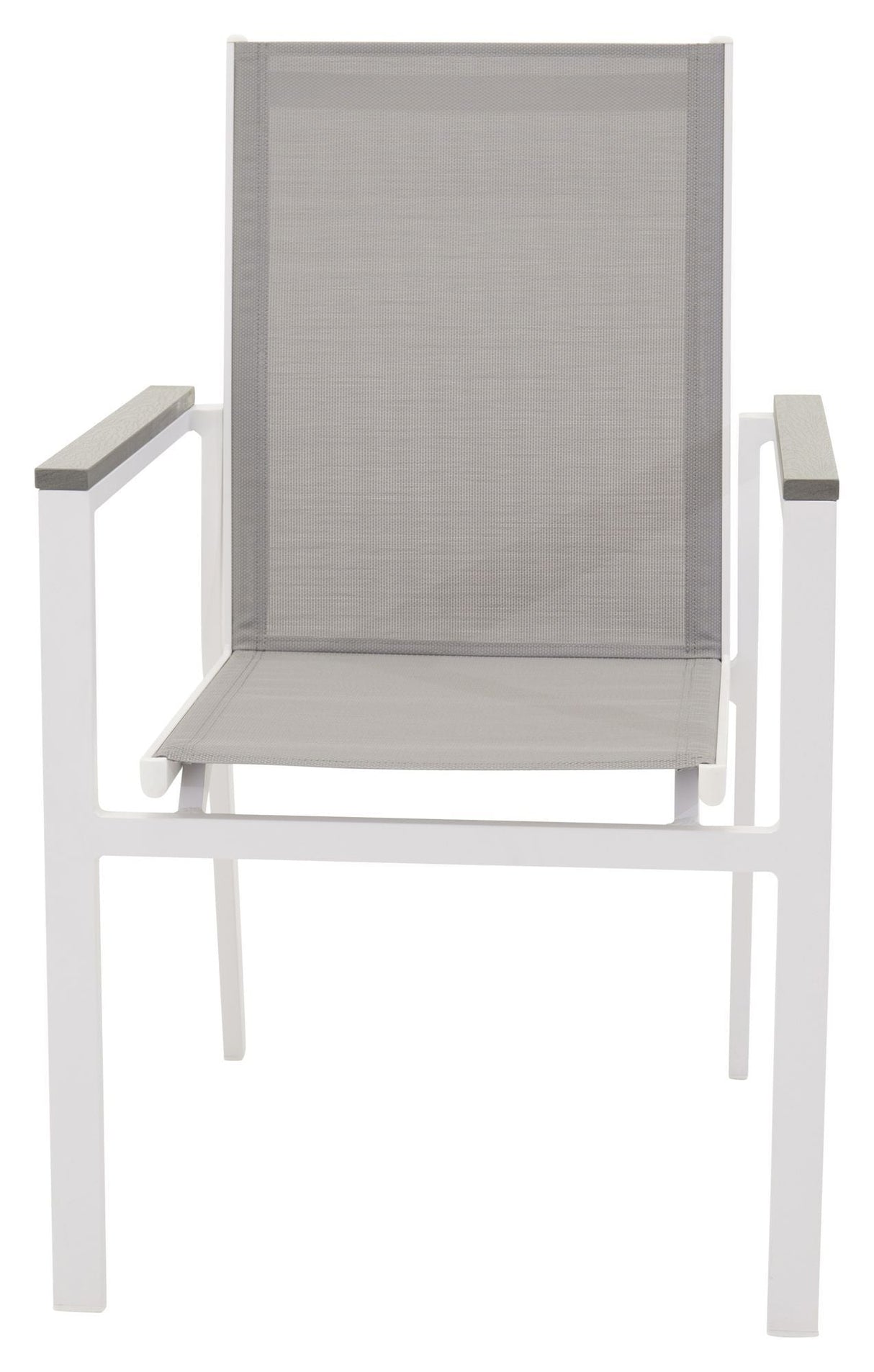 Parma Garden Chair, Stackable, White Alu/Grey Textiles/Grey Aintwood