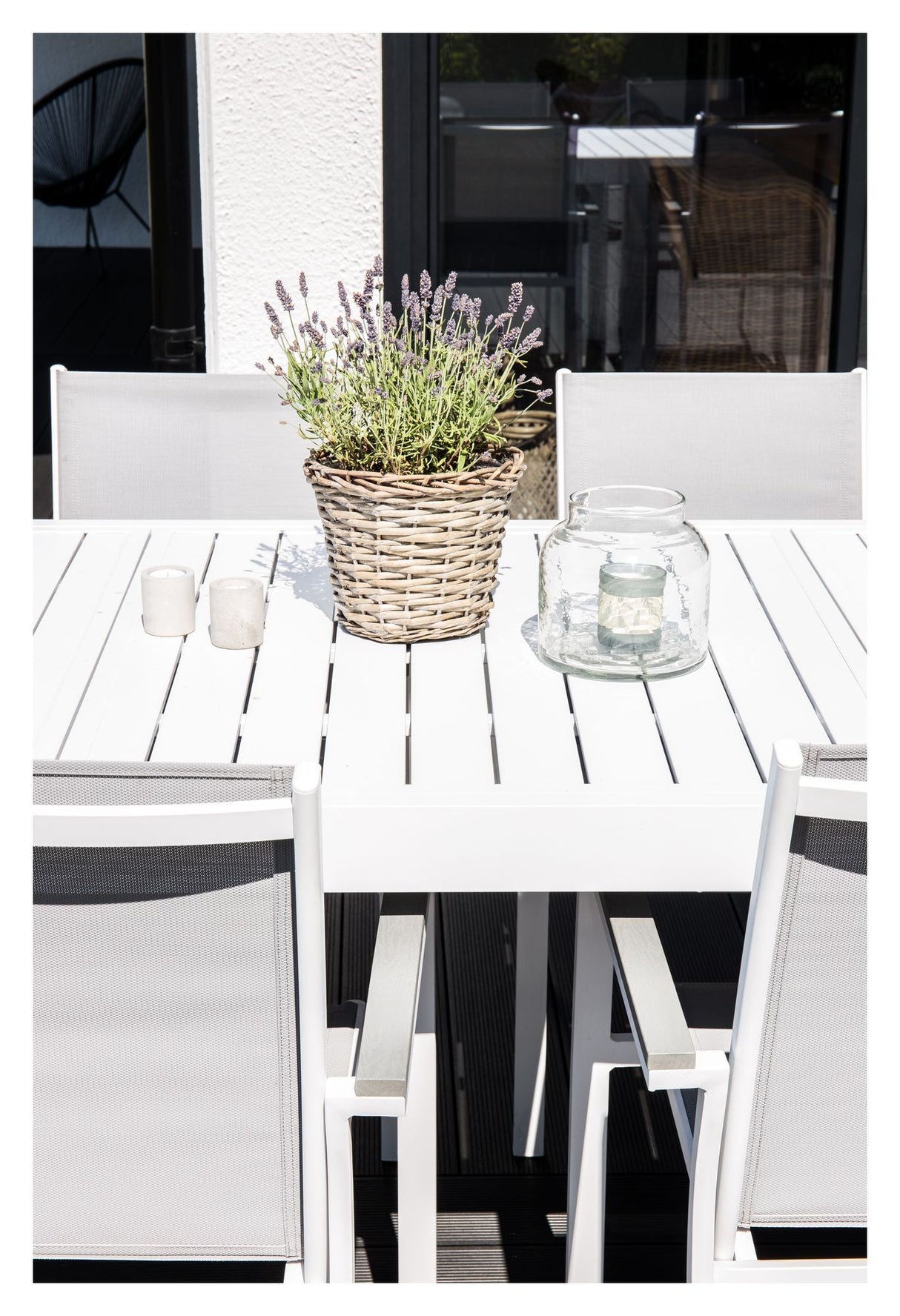 Parma Garden Chair, Stackable, White Alu/Grey Textiles/Grey Aintwood