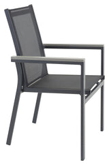 Parma Garden Chair, Stackable, Black Alu/Black Texiles/Grey Aintwood