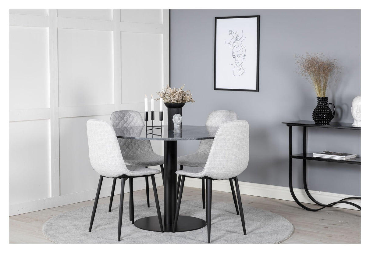 Polar Diamond Dining Chair, Gray, Black Metal Legs