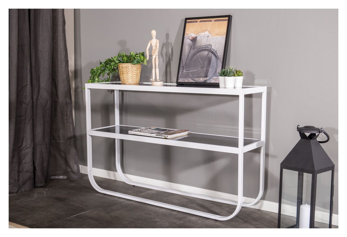 Rocker Side Table - Smoke Grey Glass Top/White, 110x30