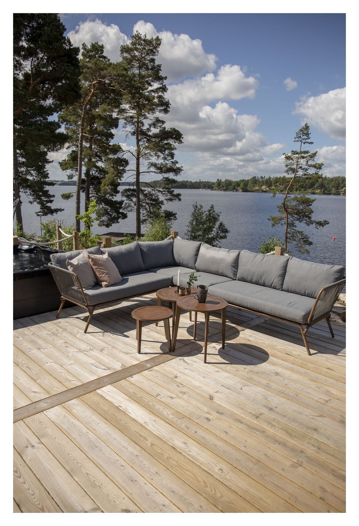 Roxo hjørne sofa med bord taupe/grå