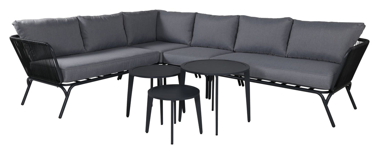 Roxo Lounge Set, svart med grå puter