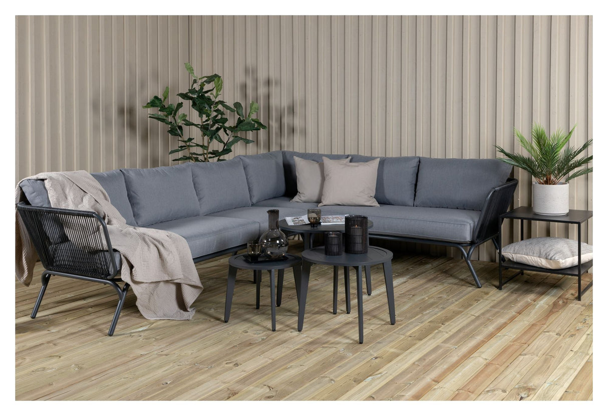 Roxo Lounge Set, svart med grå puter