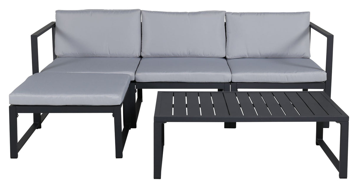 Salvador lounge sofa med bord, svart med grå puter