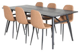 Elegant spisebord med 6 polare diamantstoler, brun PU