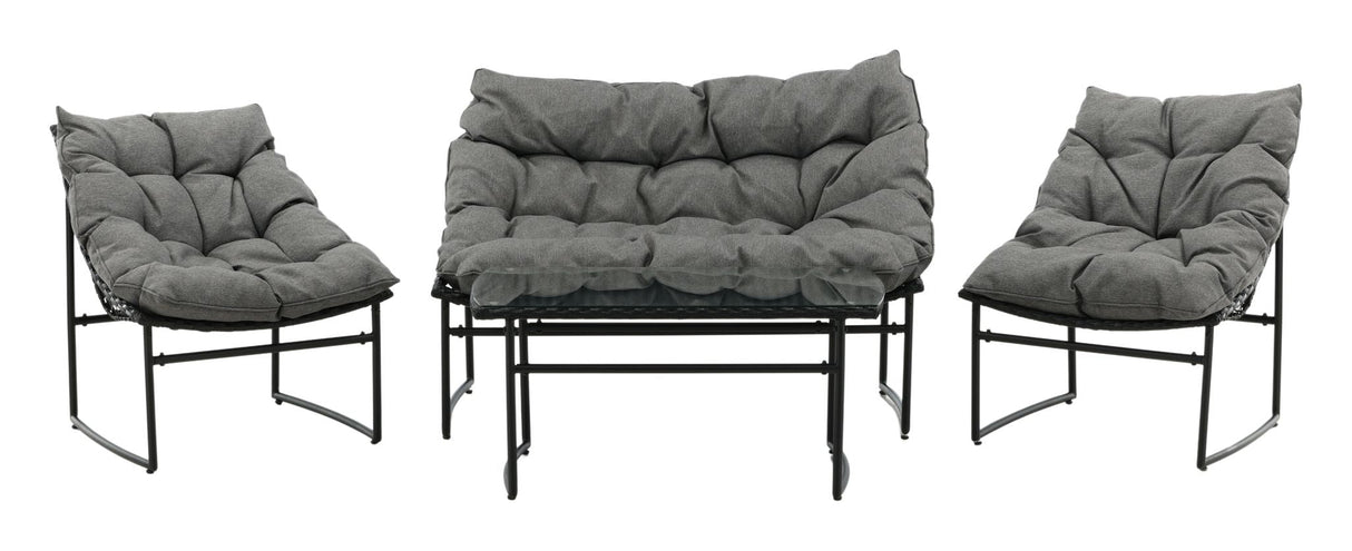 Tina Sofa Set - Black/Grey