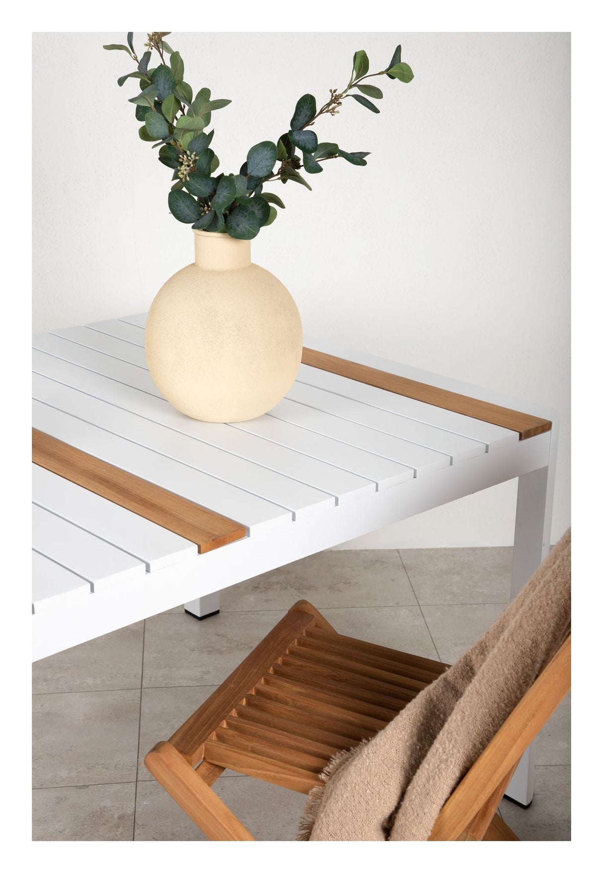 Togo Garden Table - White/Teak