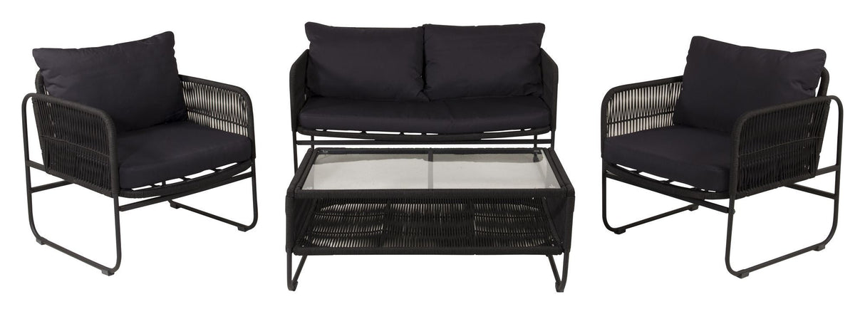 Utah Lounge Set, Black W. Svarte puter