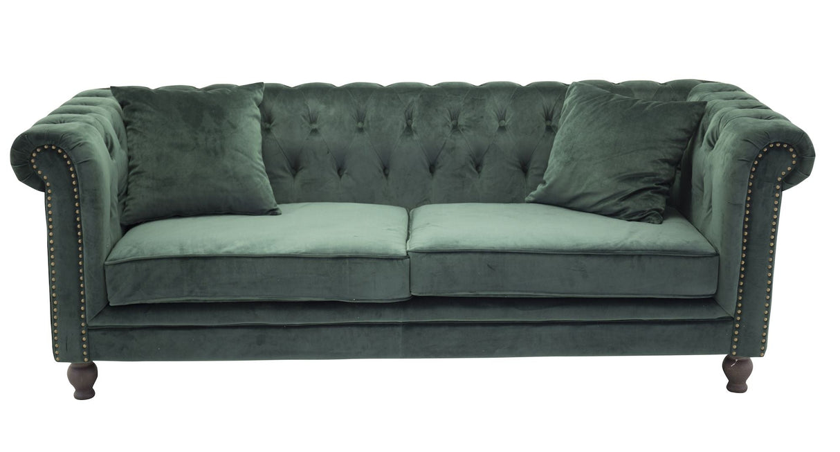 Velvet 3 -seters sofa - grønn velour