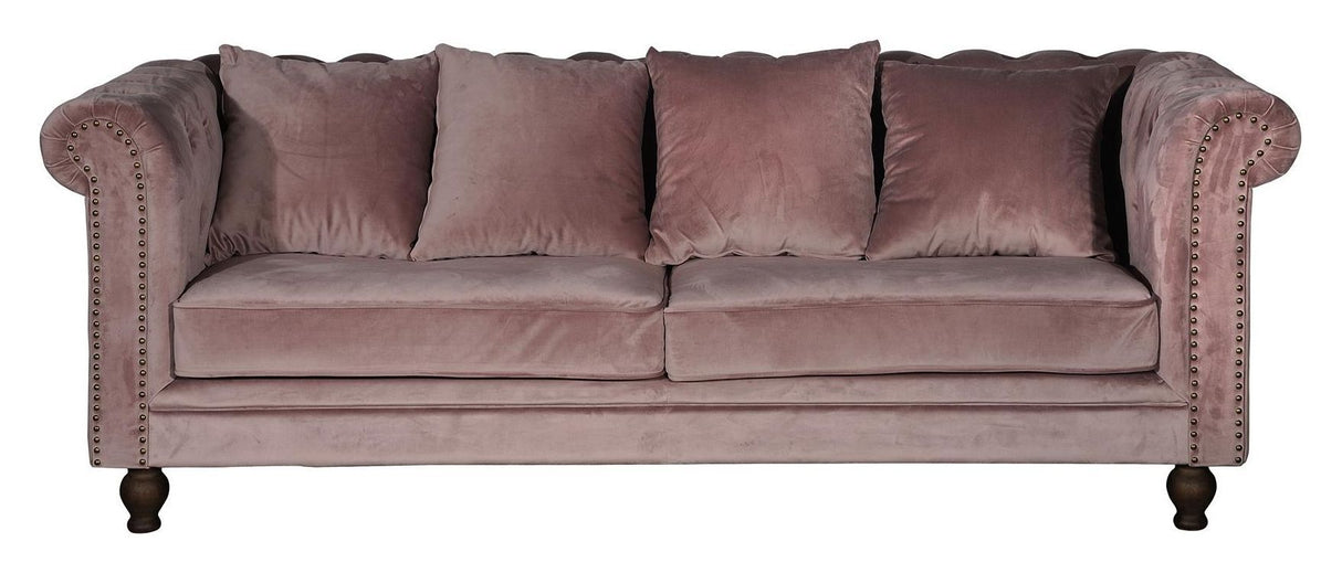 Velvet 3-per. Sofa, rosa fløyel