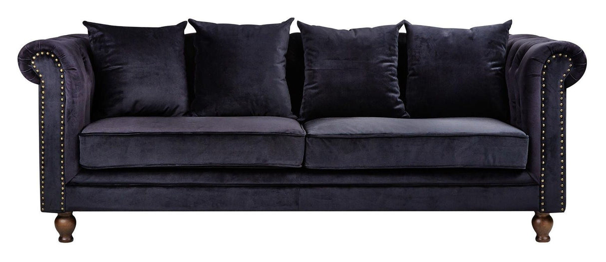 Velvet 3-per. Sofa, svart fløyel