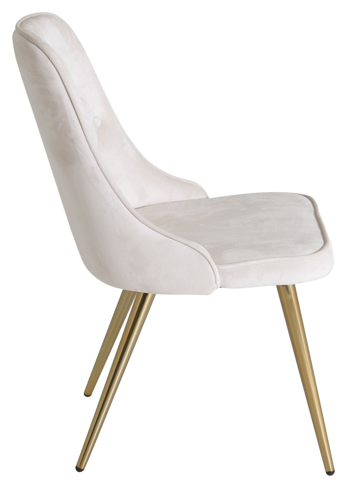 Velvet Delux spisestol, beige velour, messingben