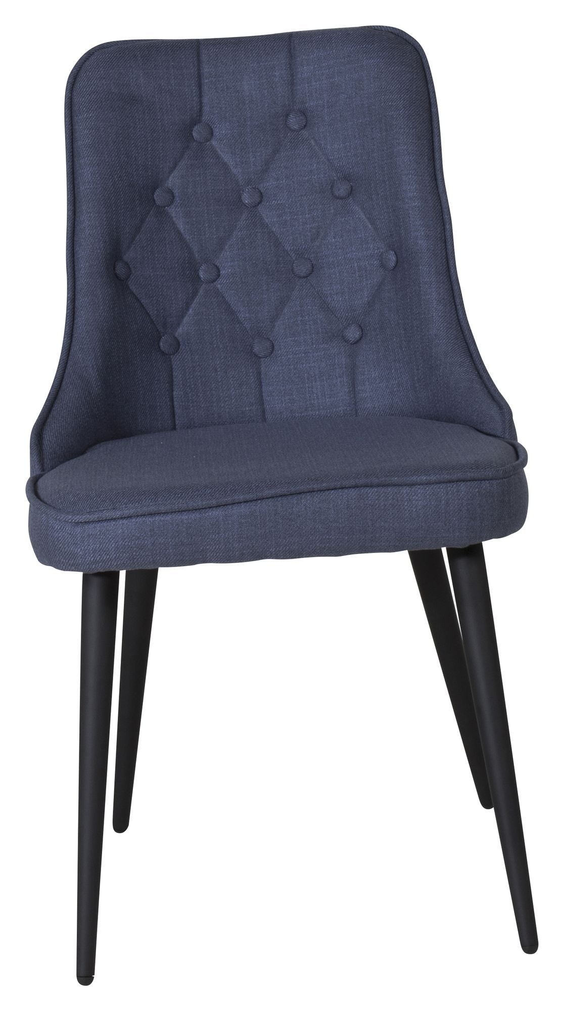 Velvet Deluxe Dining Chair, Blue, Black Metal Legs