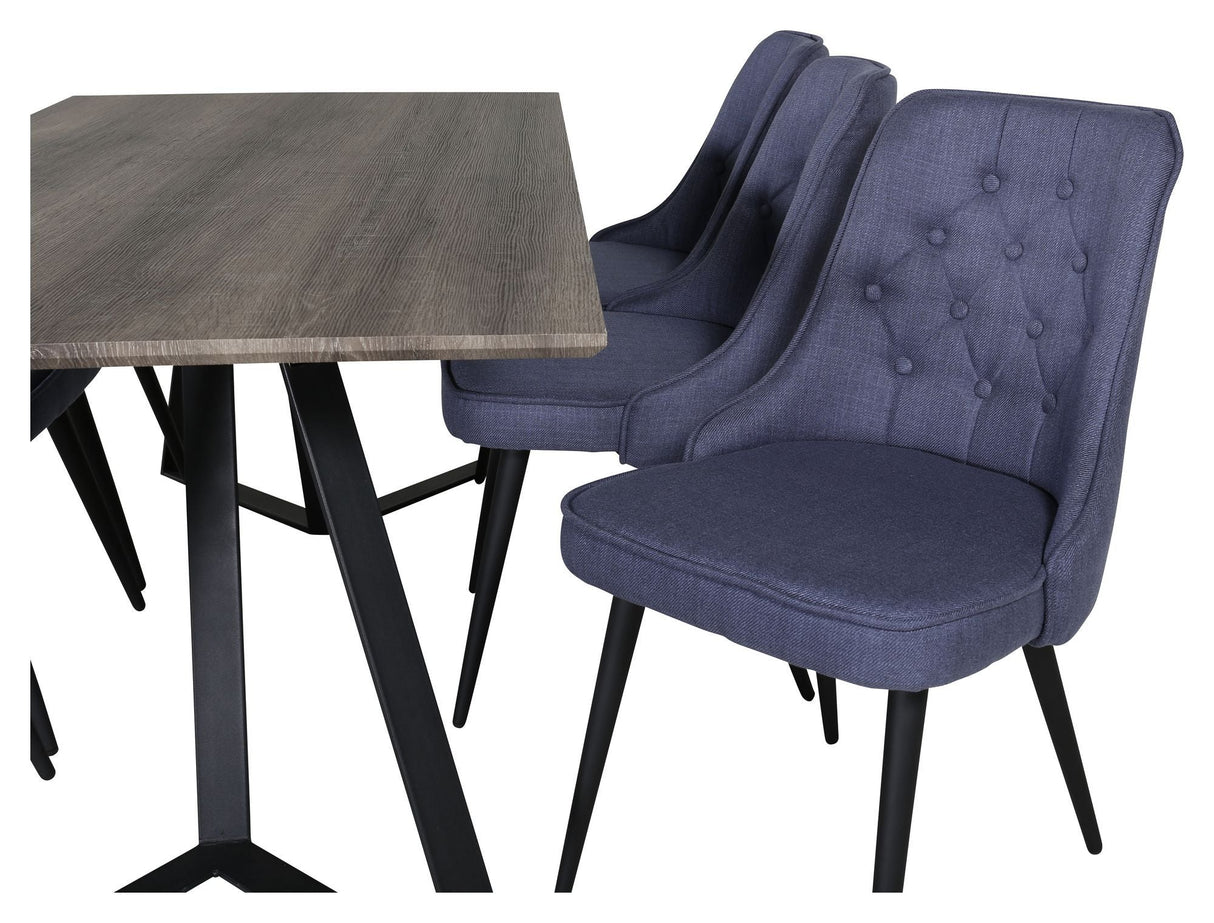 Velvet Deluxe Dining Chair, Blue, Black Metal Legs