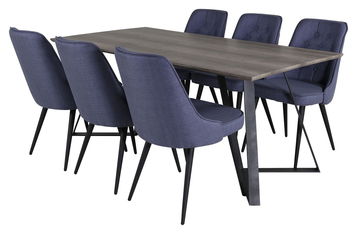 Velvet Deluxe Dining Chair, Blue, Black Metal Legs