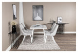 Velvet Deluxe Dining Chair, Gray, White Metal Legs