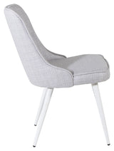 Velvet Deluxe Dining Chair, Gray, White Metal Legs