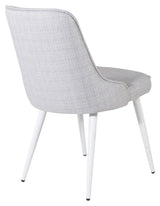 Velvet Deluxe Dining Chair, Gray, White Metal Legs