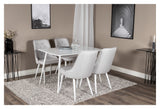 Velvet Deluxe Dining Chair, Gray, White Metal Legs