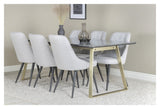 Velvet Deluxe Dining Chair, Gray, Black Metal Legs