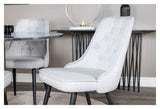 Velvet Deluxe Dining Chair, Gray, Black Metal Legs