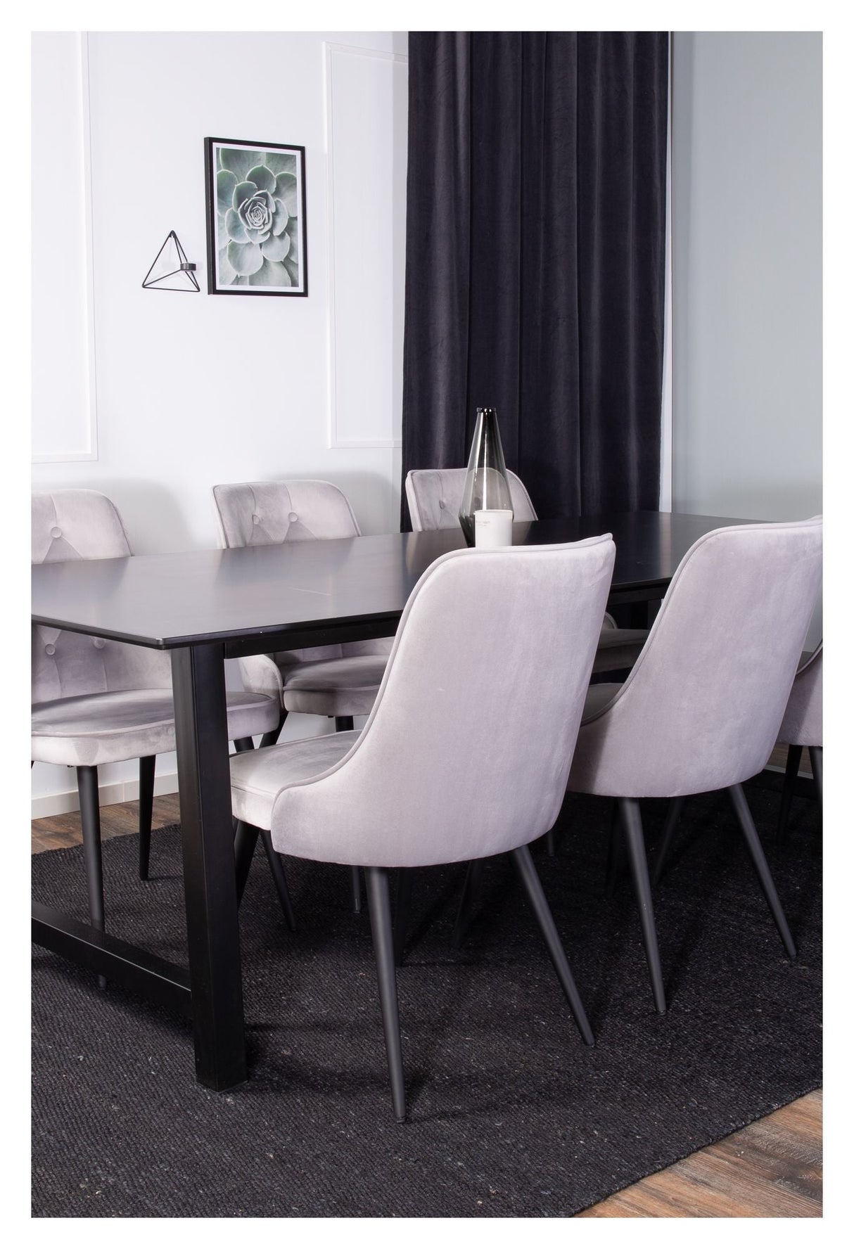 Velvet Deluxe Dining Chair, Gray Velvet