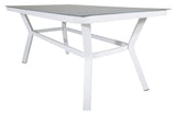 Virya Garden Table, White Alu w. Grå glass, 160x90