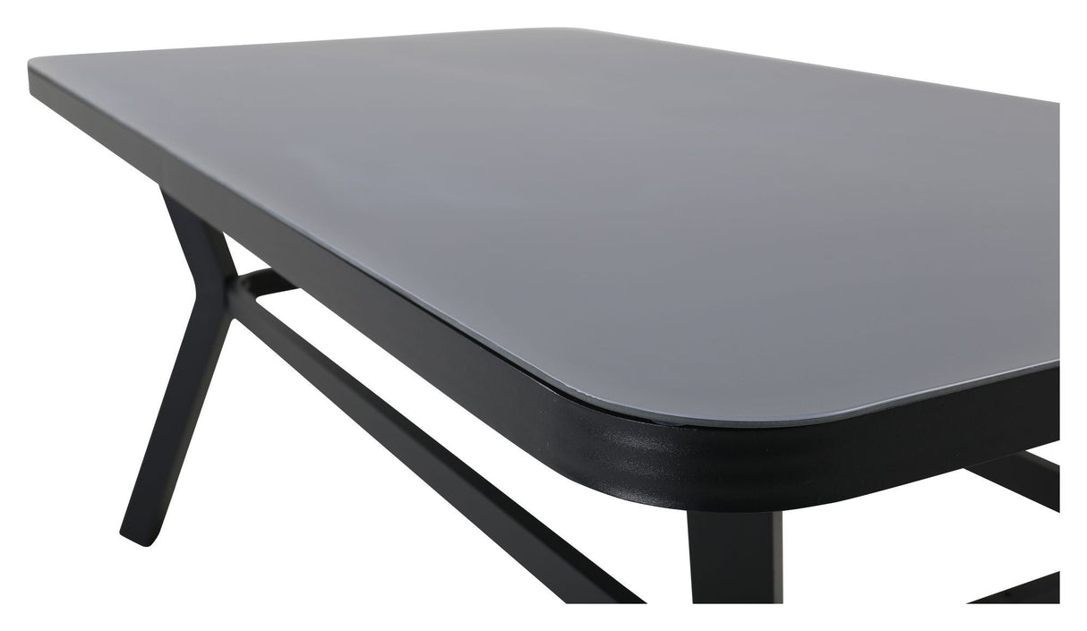 Virya Garden Table, Black Alu w. Grå glass, 160x90