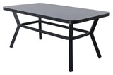 Virya Garden Table, Black Alu w. Grå glass, 160x90