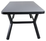 Virya Garden Table, Black Alu w. Grå glass, 200x100