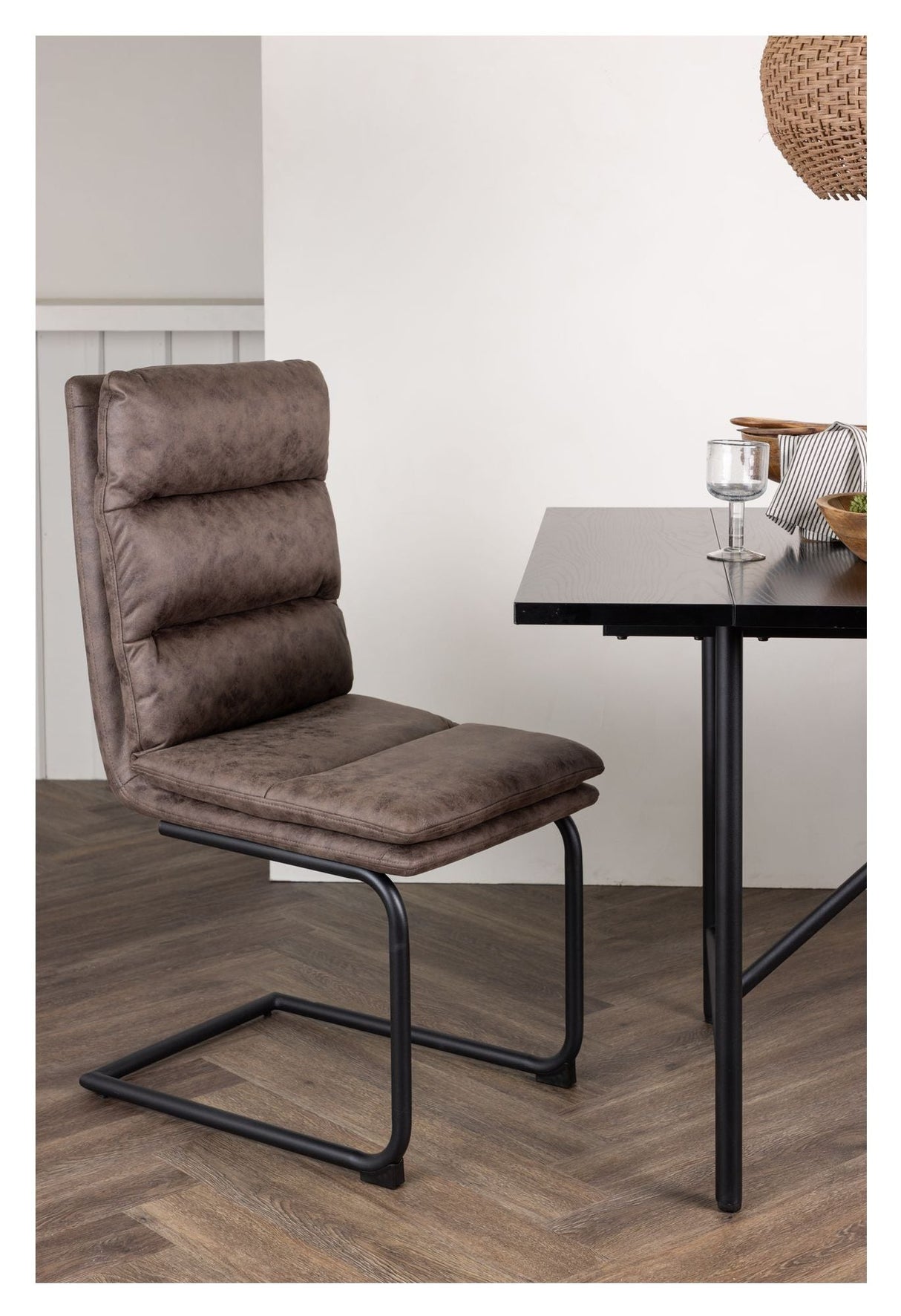 Zizo Dining Chair, Black, Brown Microfiber Stoff