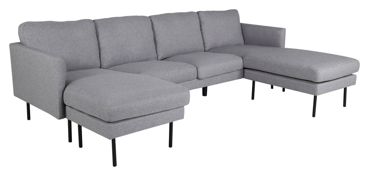 Zoom U-Sofa, grått stoff