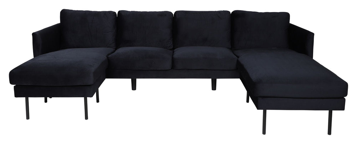 Zoom u-sofa, svart fløyel