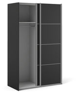 Verona garderobe w. Skyvedører 8 paneler - Mat Black B: 122