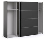 Verona garderobe w. Skyvedører 8 paneler - Mat Black B: 242