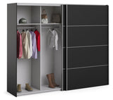 Verona garderobe w. Skyvedører 8 paneler - Mat Black B: 242