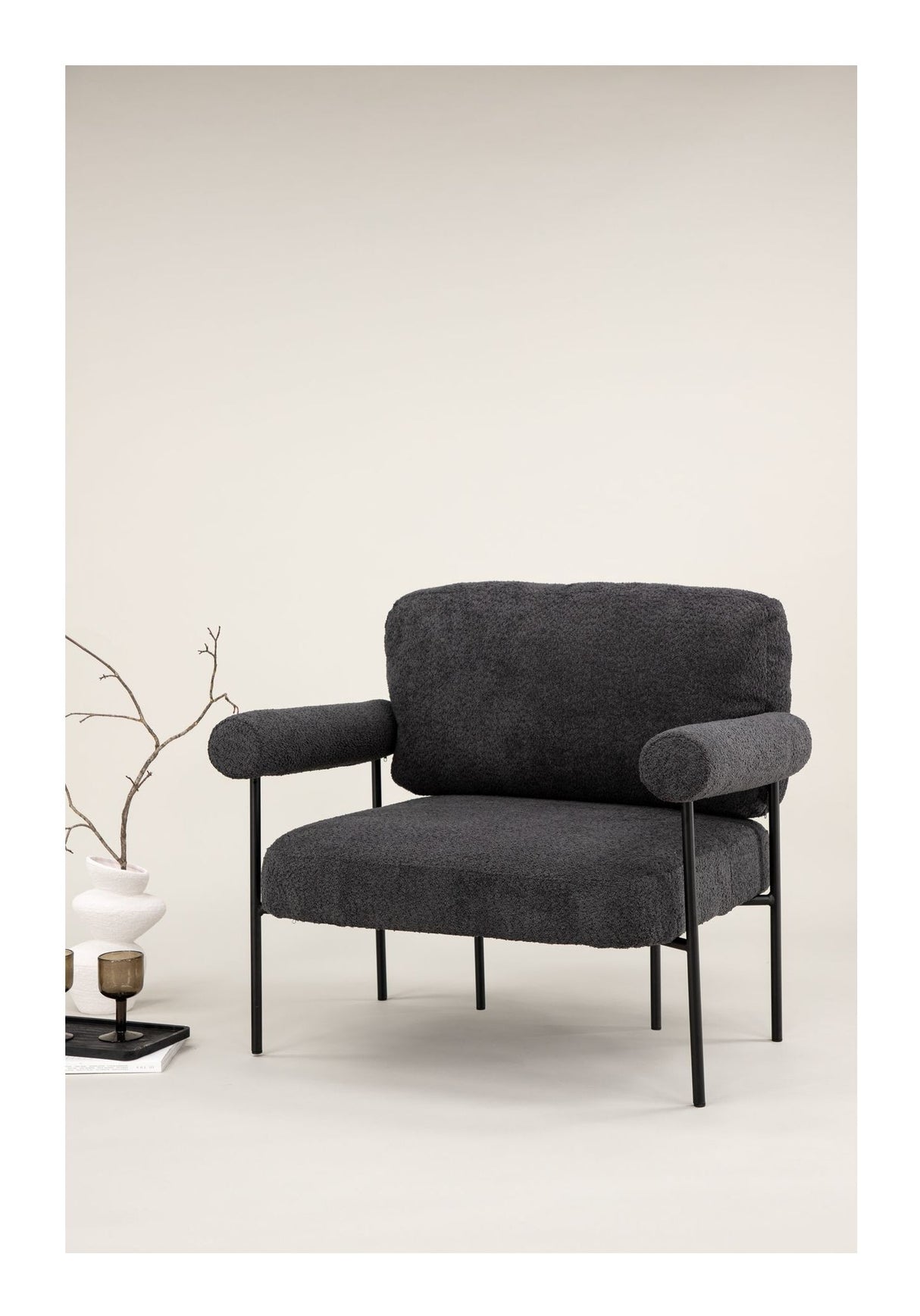 Tillberga x Josefin Lustig Lounge Chair, Bouclé, Dark Grey